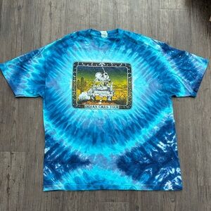 VINTAGE KEITH SECOLA INDIANS CAR TOUR TIE DYE GRAPHIC BAND TSHIRT MENS XL